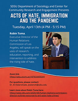 Acts of Hate, Immigration, and the Pandemic - Click on the pdf link below to access the flyer